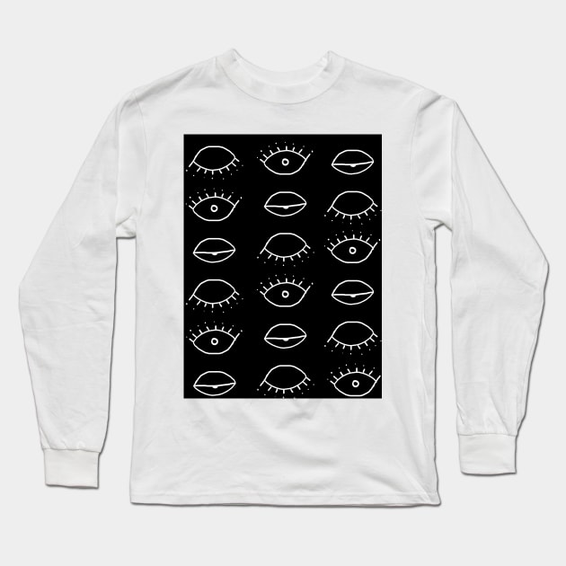 Three eyes pattern on black Long Sleeve T-Shirt by marlenecanto